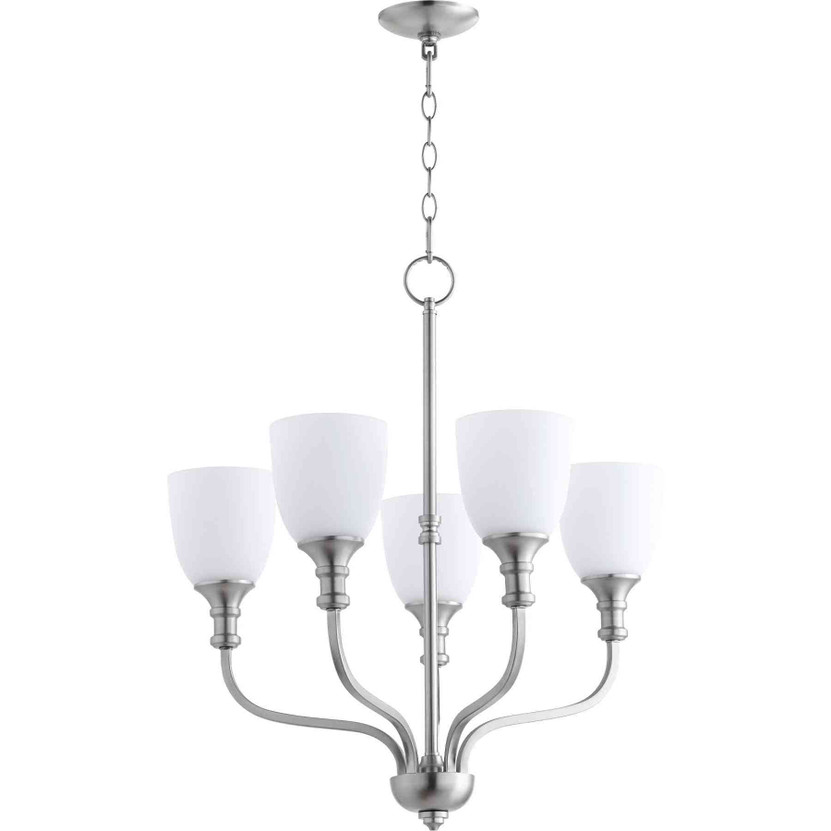 Transitional Richmond 5 Light Chandelier In Satin Nickel