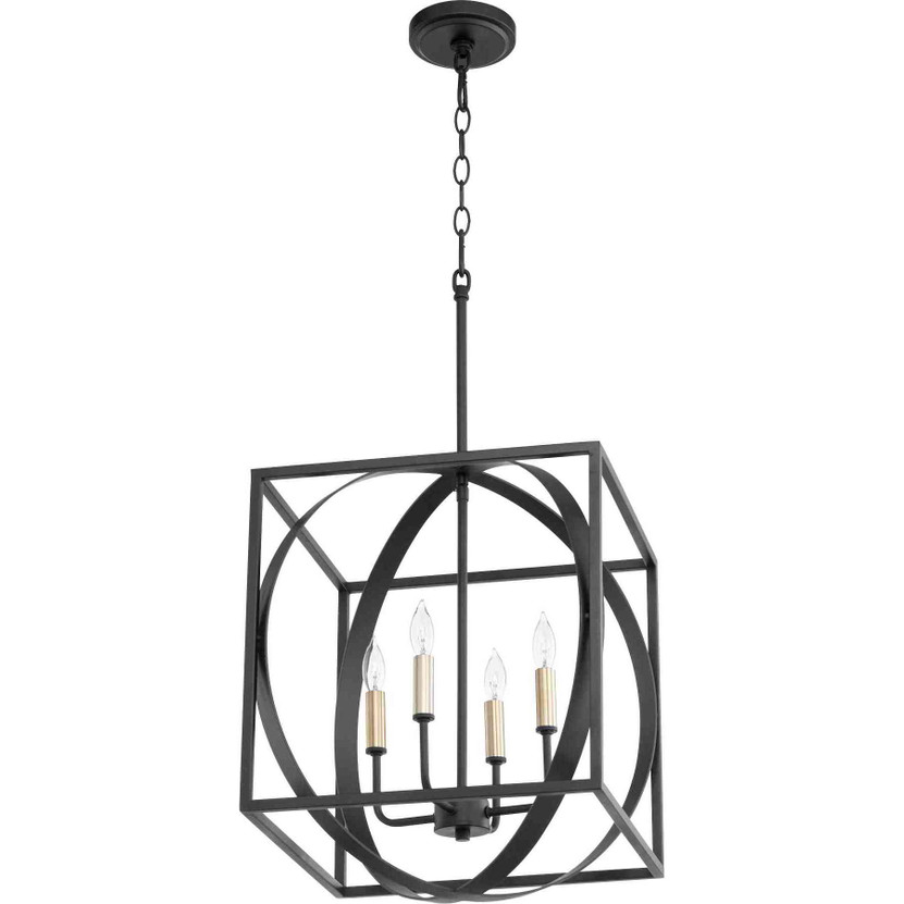 Transitional 4 Light Cube/Sphere Pendant In Noir