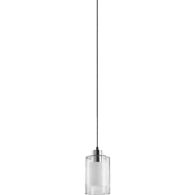 Transitional 1 Light Clear /Frost Pendant In Satin Nickel Clear And White