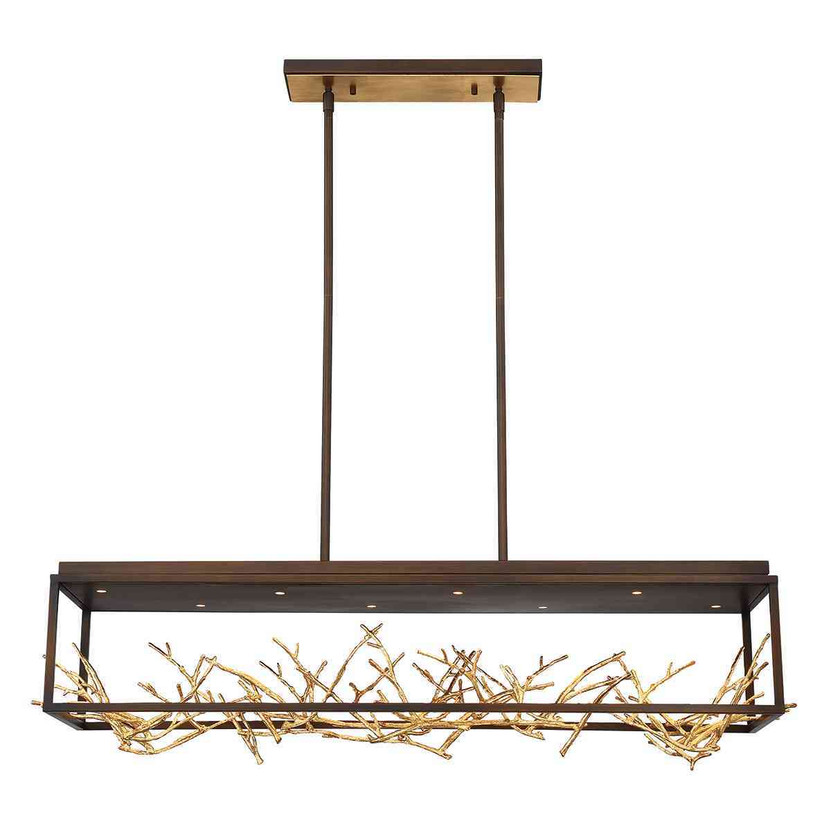 Aerie 8 Light Rectangular LED Bronze Chandelier