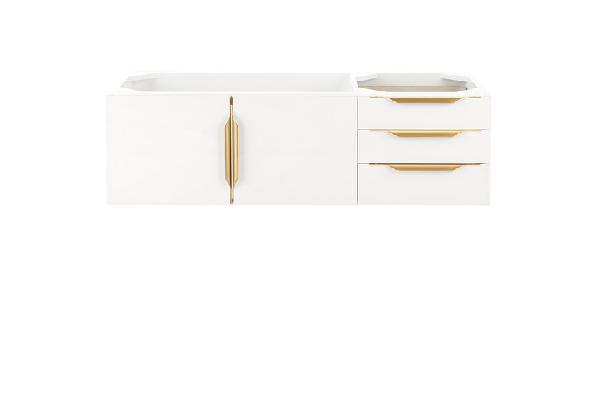 Columbia 48" Single Vanity, Glossy White, Radiant Gold