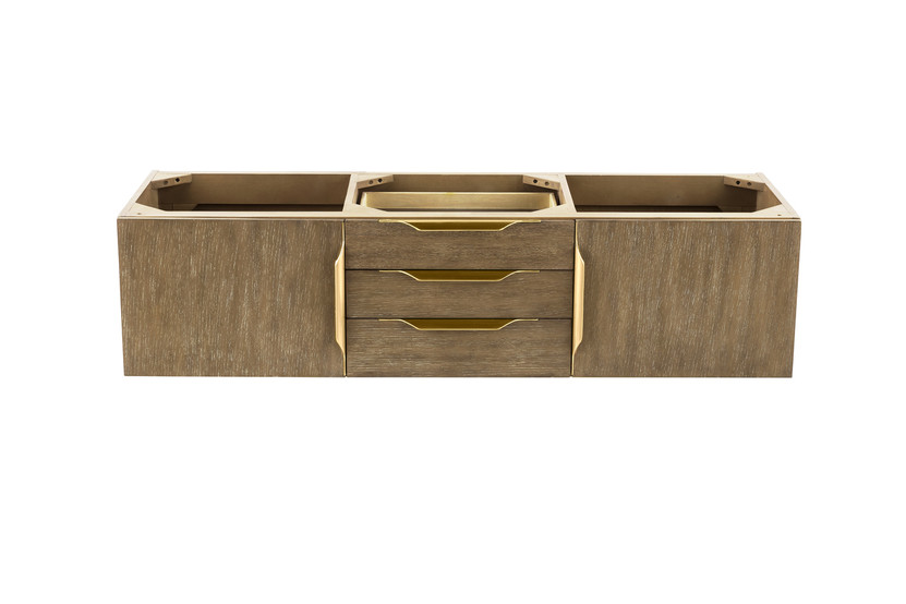 Columbia 59" Double Vanity, Latte Oak, Radiant Gold