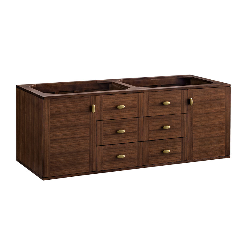 Amberly 60" Double Vanity, Mid-Century Walnut