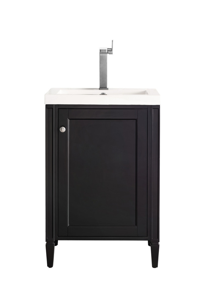 Britannia 24" Single Vanity Cabinet, Black Onyx w/ White Glossy Composite Countertop