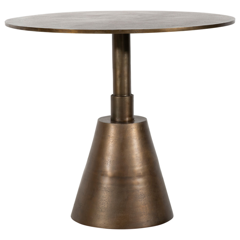 Blake 34" Round Aluminum Oil Brass Finished Pedestal Base Bistro Table