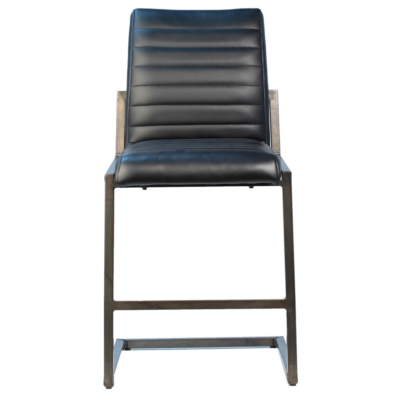 Greyson Genuine Full Grain Leather and Steel Modern Counter Stool