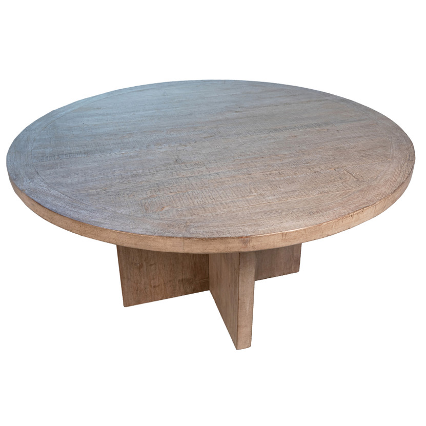 Landon 60" Round Reclaimed Pine Dining Table with Cross Base