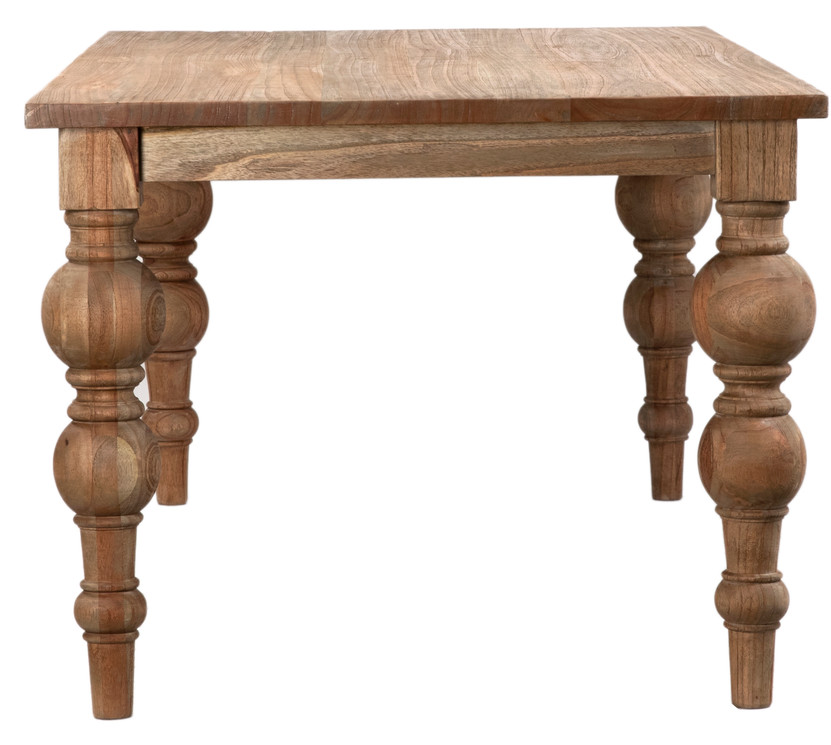 Owen Rectangular Reclaimed Mindi Wood Carved 4-Leg Dining Table