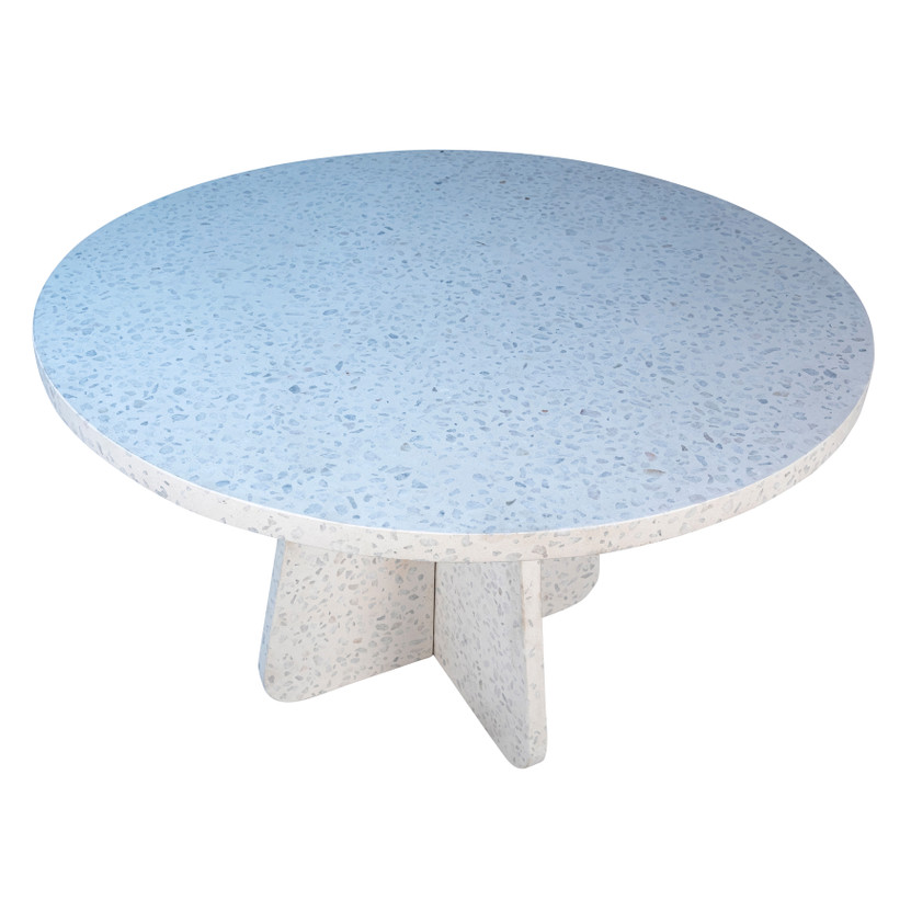 Piper 47" Diameter White Terrazzo Pedestal Dining Table
