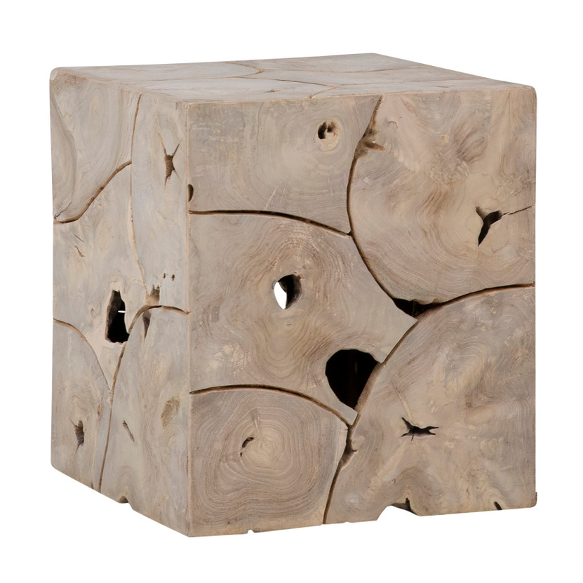 Scarlett 18" Square Bleached Teak Root Block Style End Table
