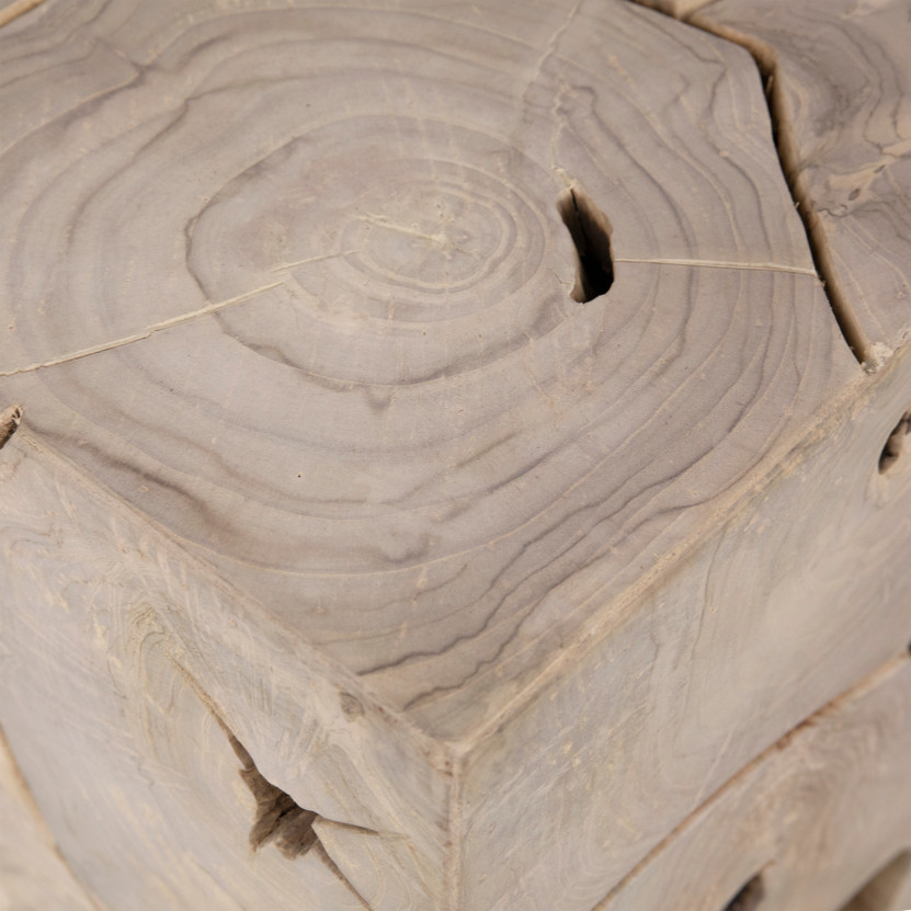 Scarlett 18" Square Bleached Teak Root Block Style End Table