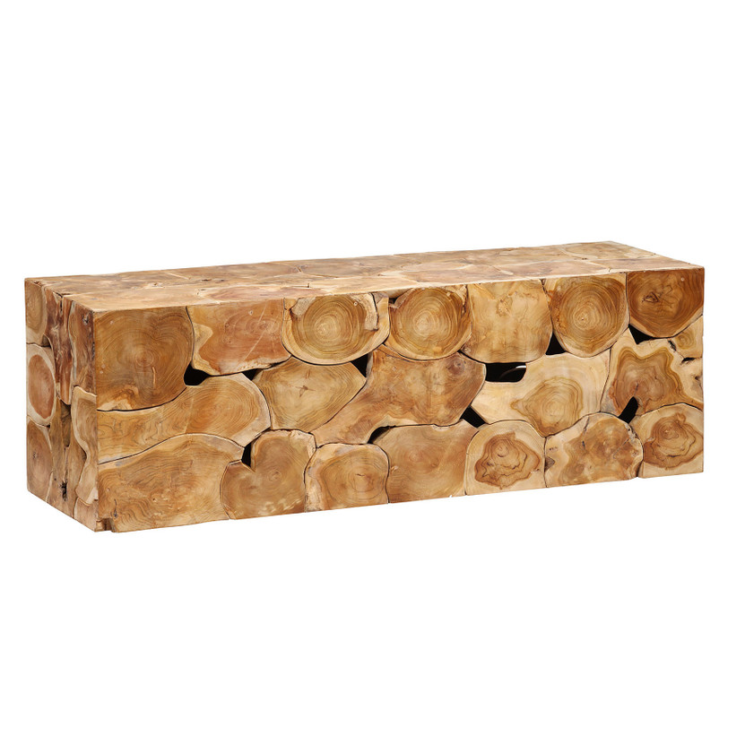 Scarlett 55" Rectangular Teak Root Solid Bench