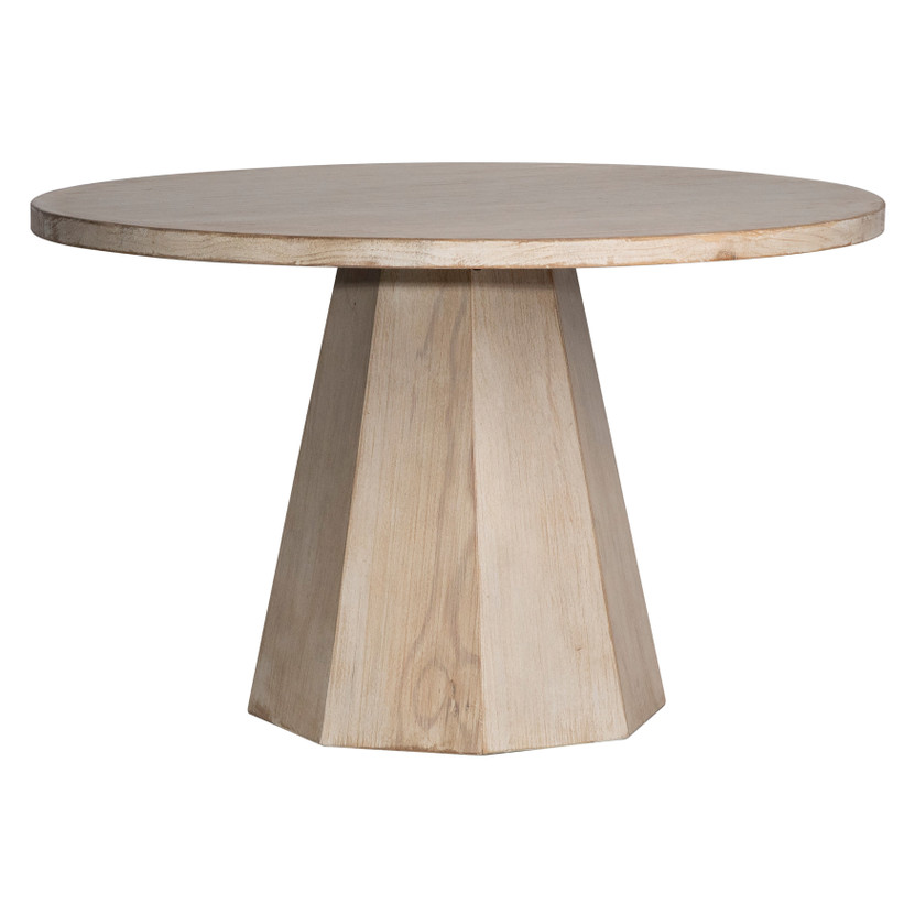 Xavier 48" Round Reclaimed Pine Light Wash Pedestal Dining Table