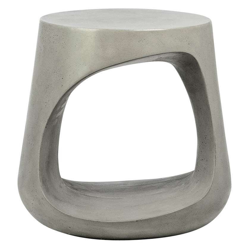 Candore Lightweight Concrete Round Indoor-Outdoor Side Table With Cutout In Natural Grey