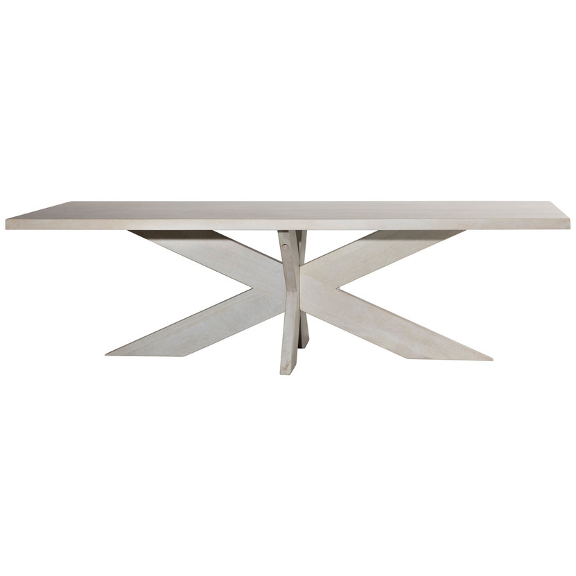 Gael 102" Rectangular Mango Wood Pedestal Table Finished in an Antique Whitewash