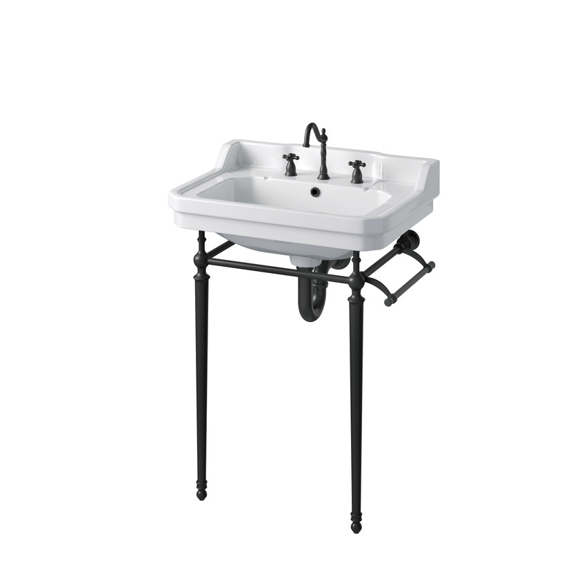 Wellington 24" Single Console Sink w/ Matte Black Finish Stand