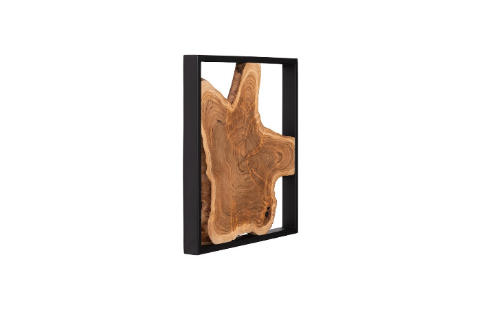 Framed Slice Wall Tile, Teak Wood, Black Frame