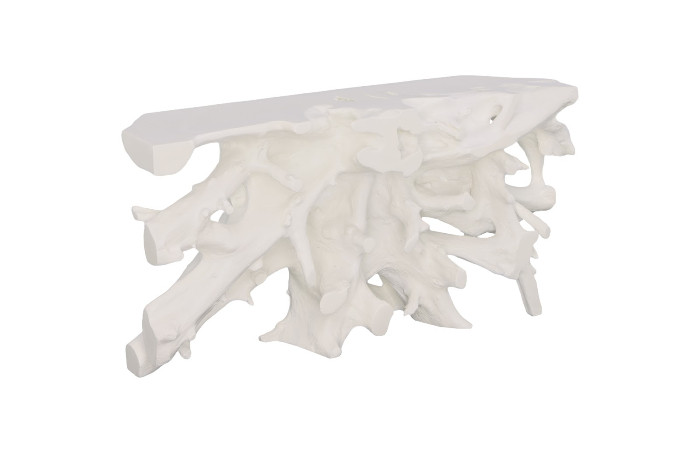 Beau Cast Root Console Table, Gel Coat White