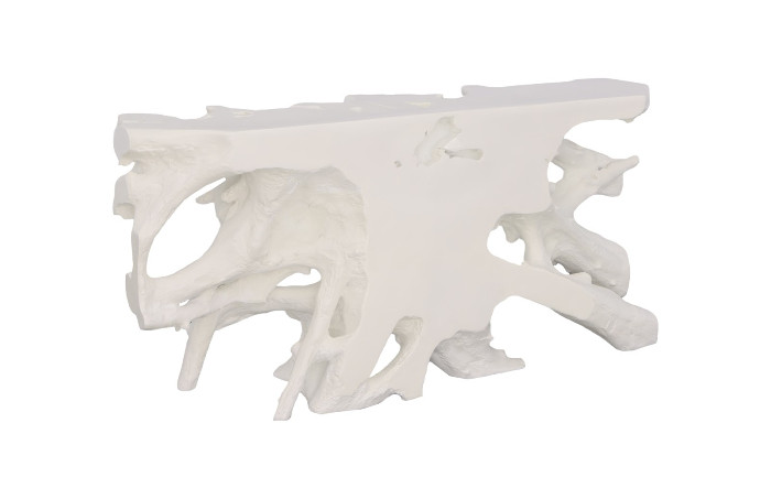 Beau Cast Root Console Table, Gel Coat White