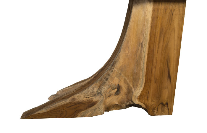 Teak Wood Console Table, Iron Sheet Top