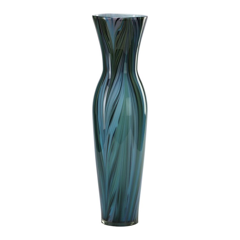 Tall Peacock Feather Vase | Multi-Colored Blue