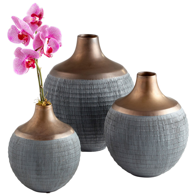 Osiris Vase | Charcoal Grey and Bronze - Small
