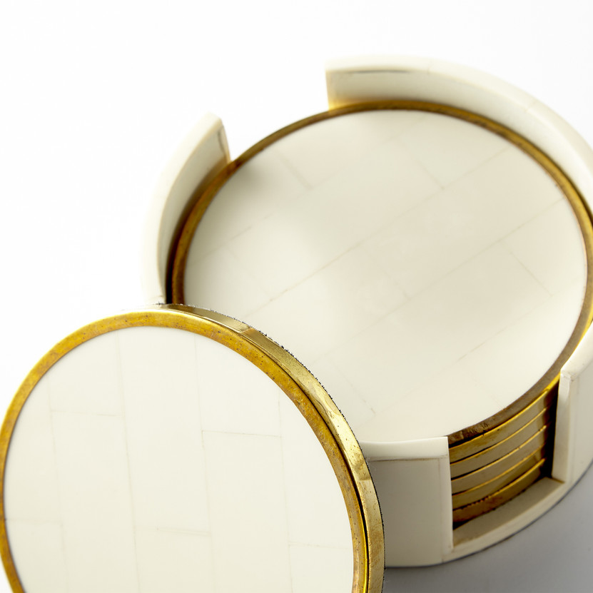 Gatsby Coasters | Brass and White