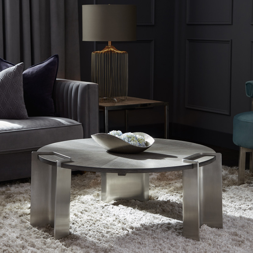 Arca Coffee Table | Weathered Oak and Stainless Steel