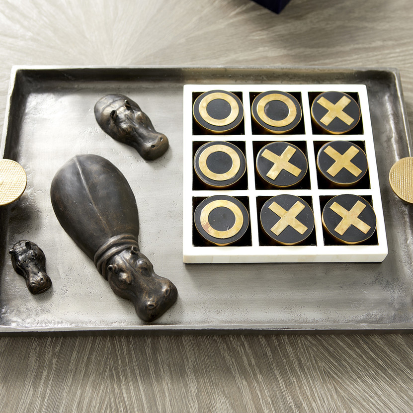 Noughts & Crosses Sculpture | Black & Gold & White