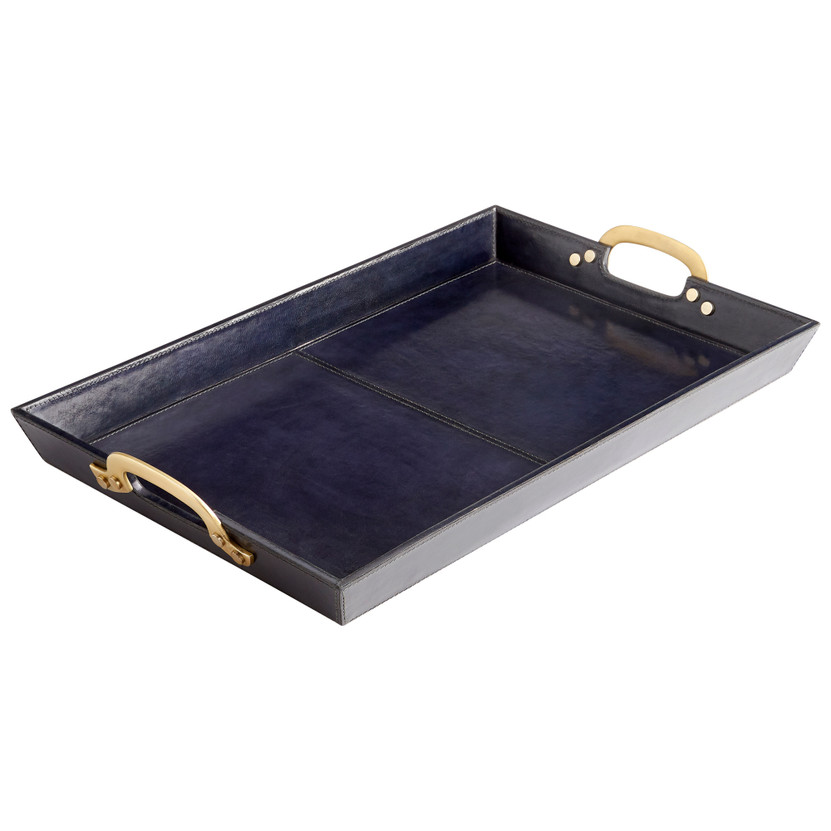 McQueen Tray | Blue and Antique Brass