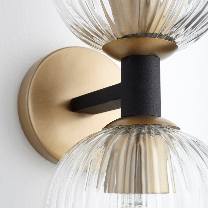 Helios Wall Mount | Black and Aged Brass
