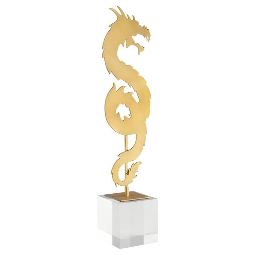 Haku Dragon Sculpture Designed by J. Kent Martin | Gold - Tall