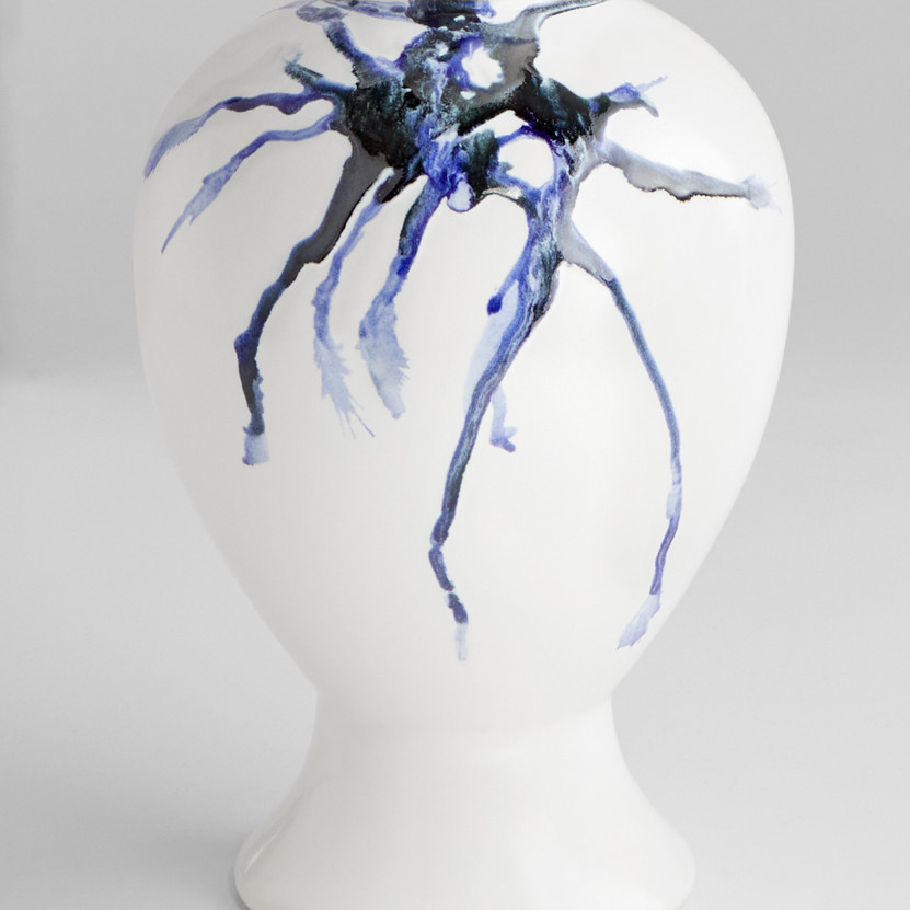 Nola Vase | White & Blue & Black - Medium