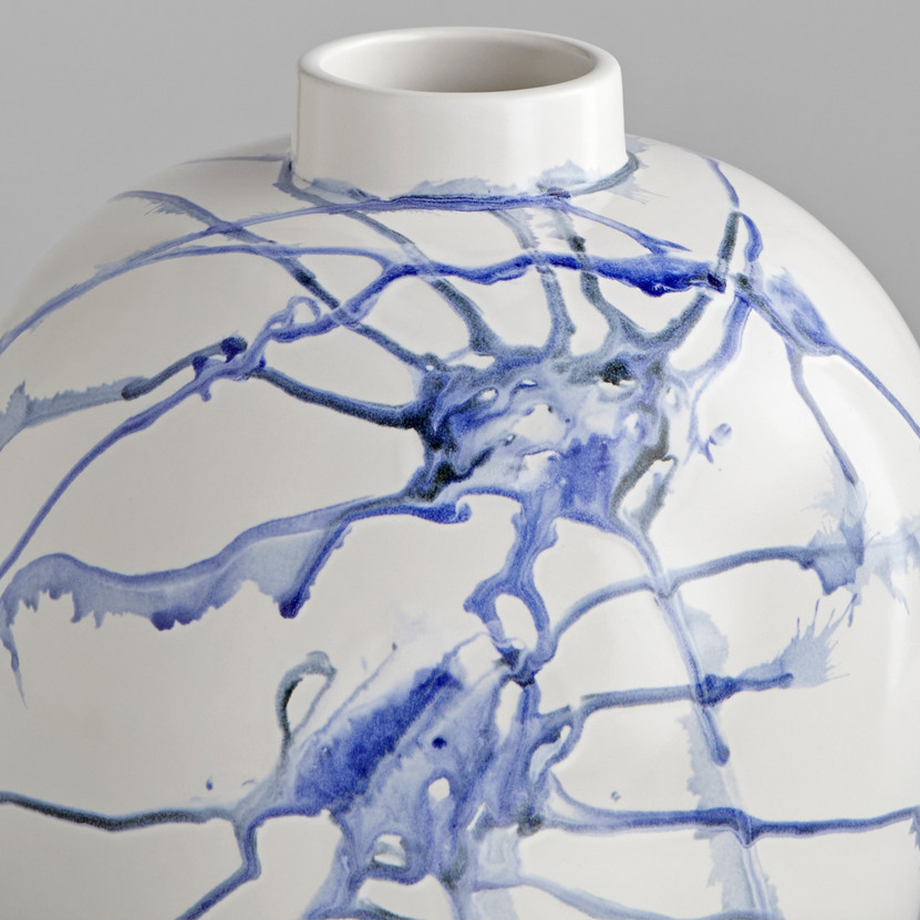 Neos Vase | White & Blue & Black - Small