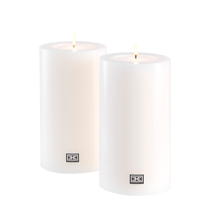 Artificial Candle Ø 10 x H. 18 cm White Set of 2