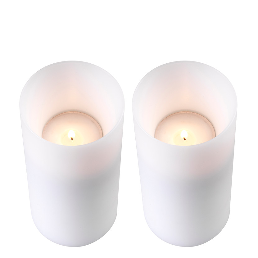 Artificial Candle Deep Ø 10 x H. 21 cm White Set of 2