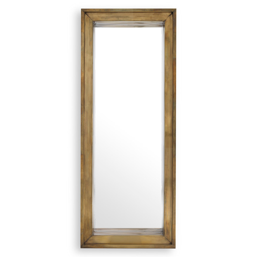 Mirror Magenta Rectangular L Vintage Brass Finish
