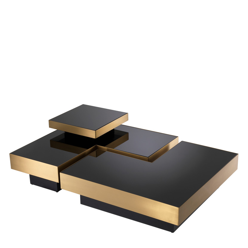 Coffee Table Nio Brushed Brass Finish Set of 4