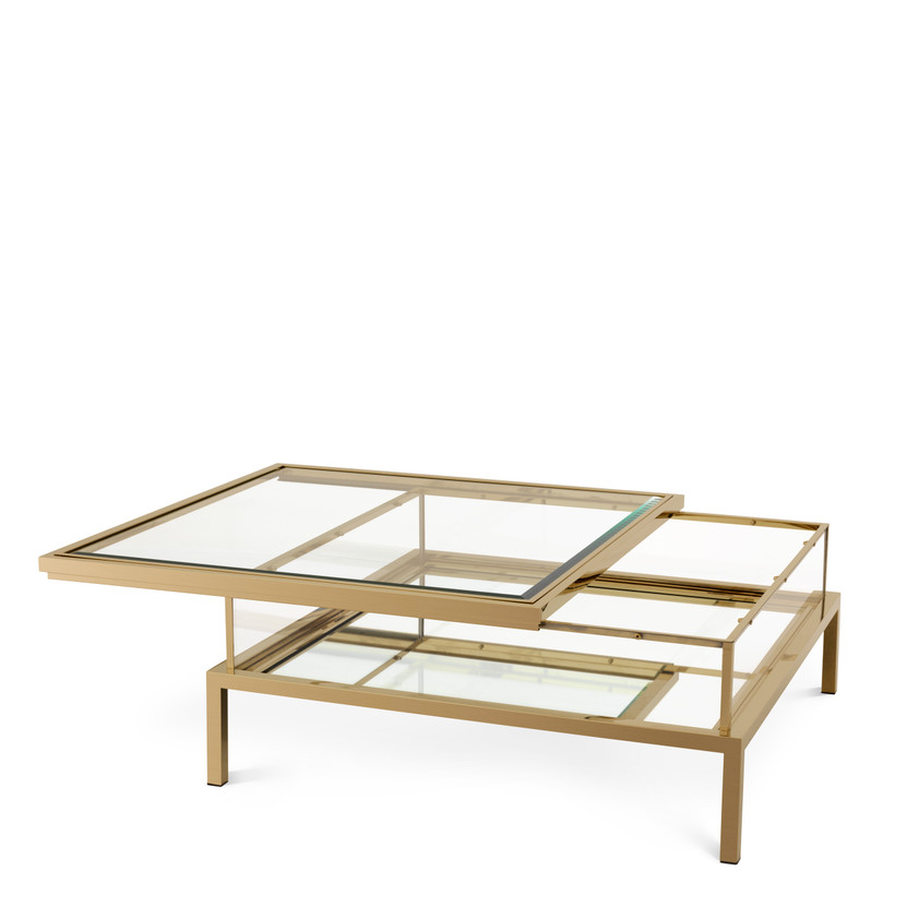 Coffee Table Harvey Sliding Top Brushed Brass Finish