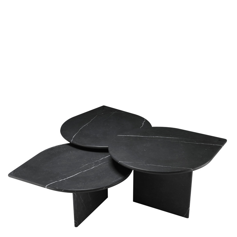 Coffee Table Naples Honed Black Marble Set of 3