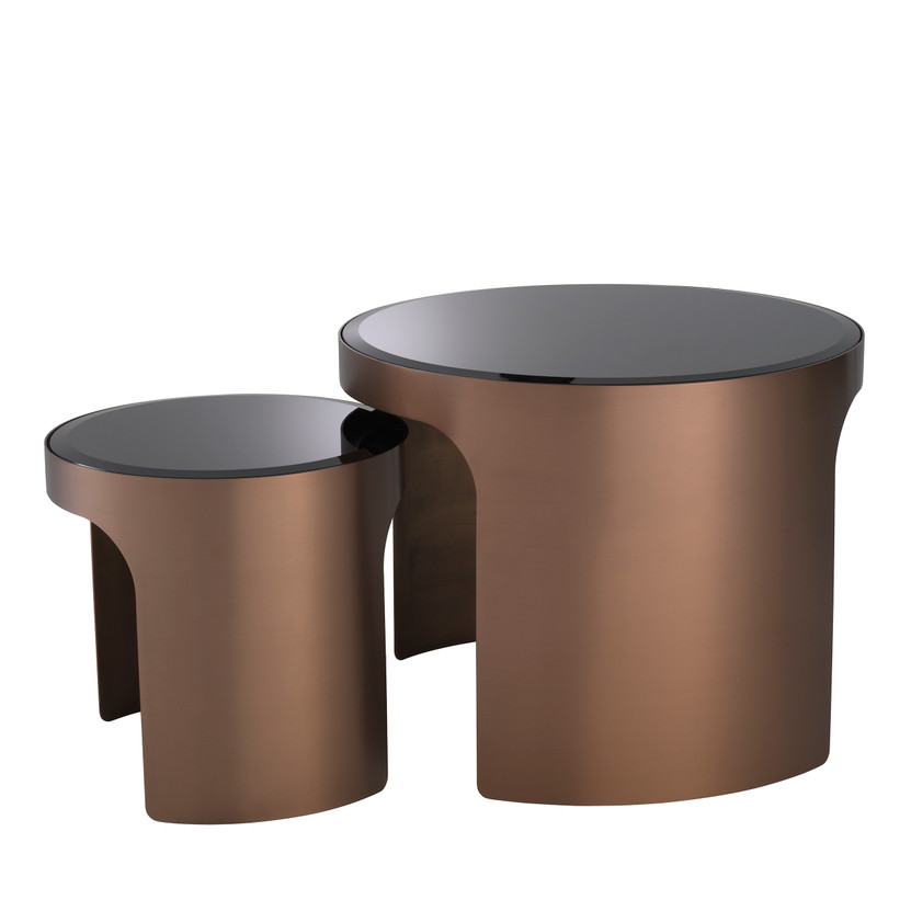 Side Table Piemonte Brushed Copper Finish Set of 2