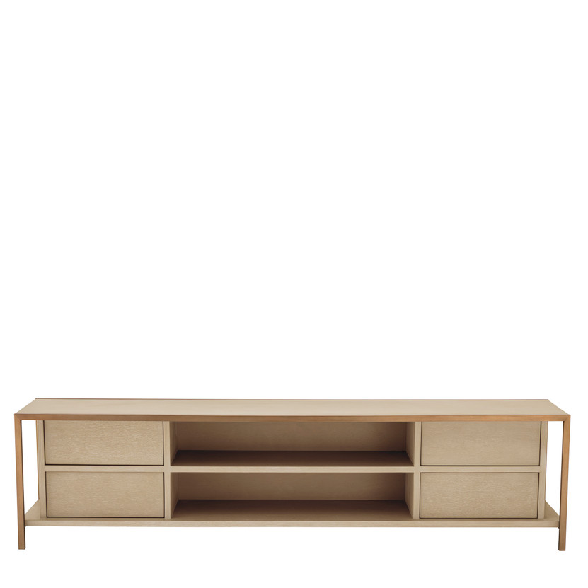 TV Cabinet Wilmot Washed Oak Veneer/Brushed Brass Finish