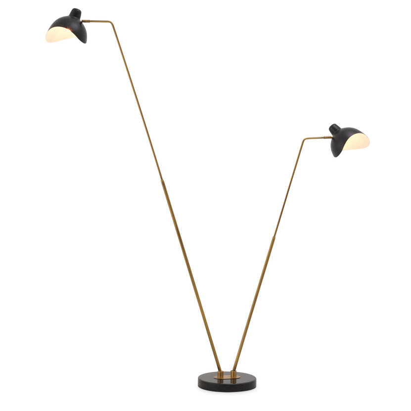 Floor Lamp Asta Double Antique Brass Finish
