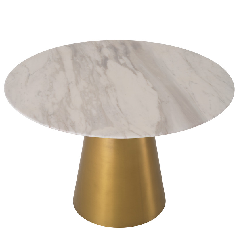 Dining Table Nathan Brushed Brass Finish/White Marble