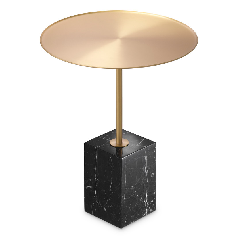 Side Table Cole Brushed Brass Finish/Black Marble