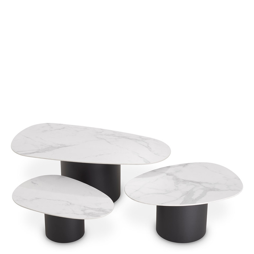 Coffee Table Zane White Marble Look Set of 3
