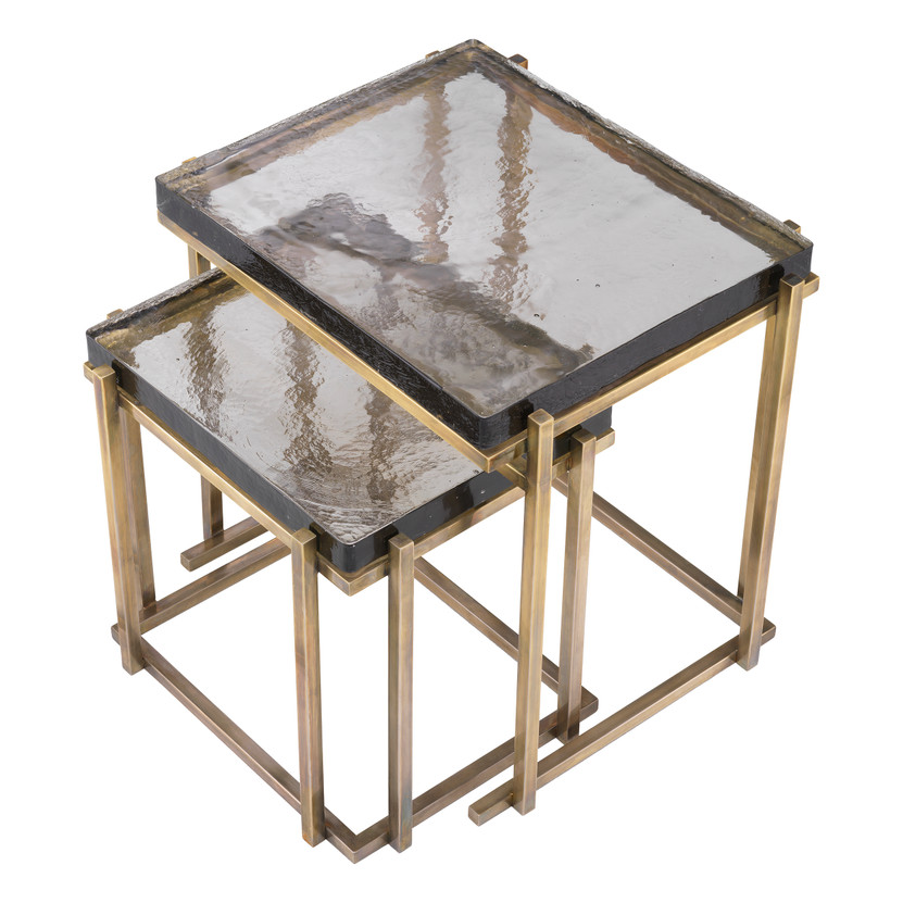 Side Table Niemeyer Vintage Brass Finish Set of 2