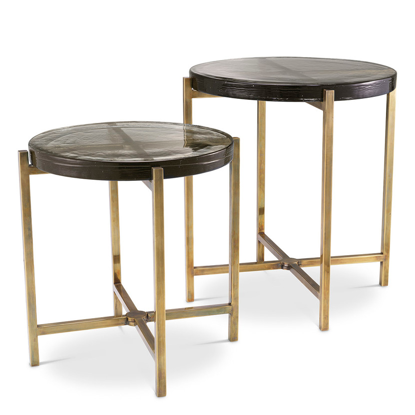 Side Table Haymann Vintage Brass Finish Set of 2