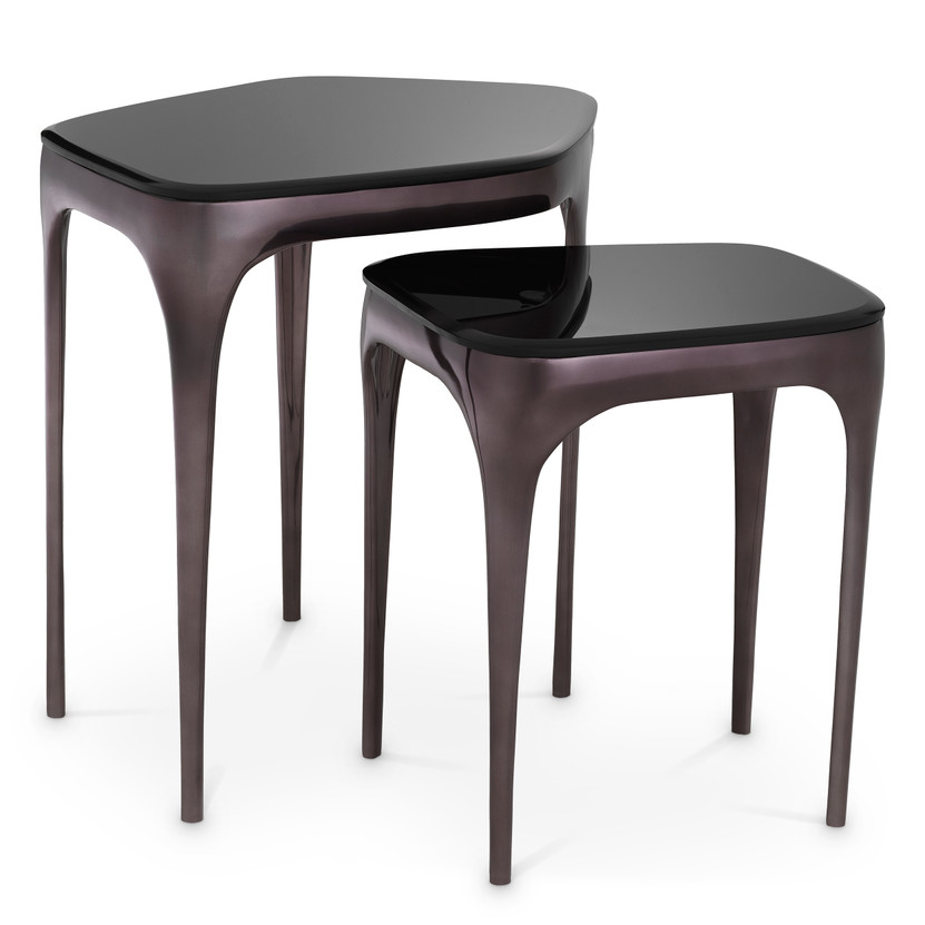 Side Table Deacon Black Nickel Finish Set of 2