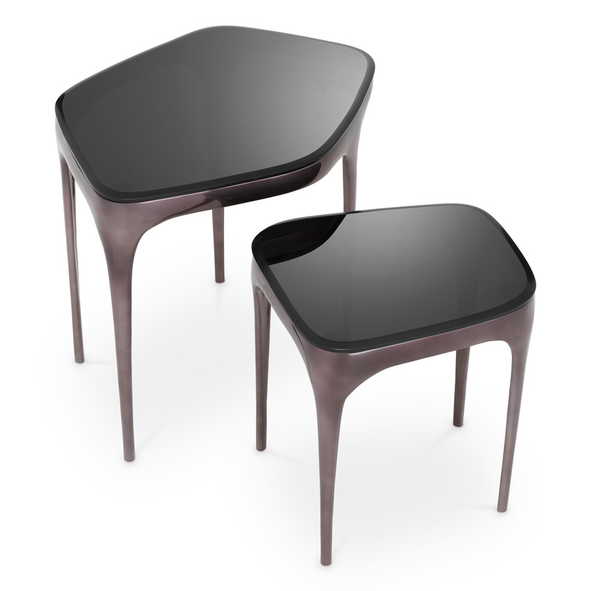 Side Table Deacon Black Nickel Finish Set of 2